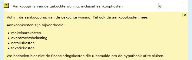 Aankoopprijs met aankoopkosten