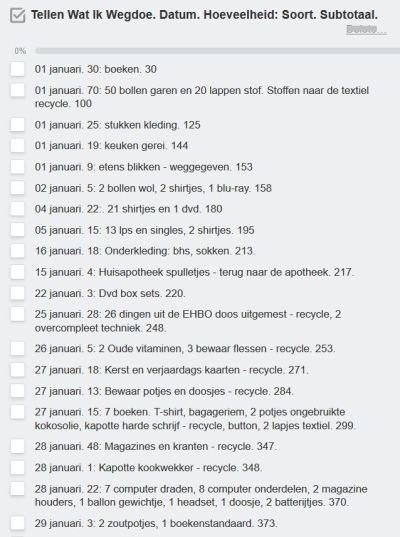 Januari wegdoen volledig